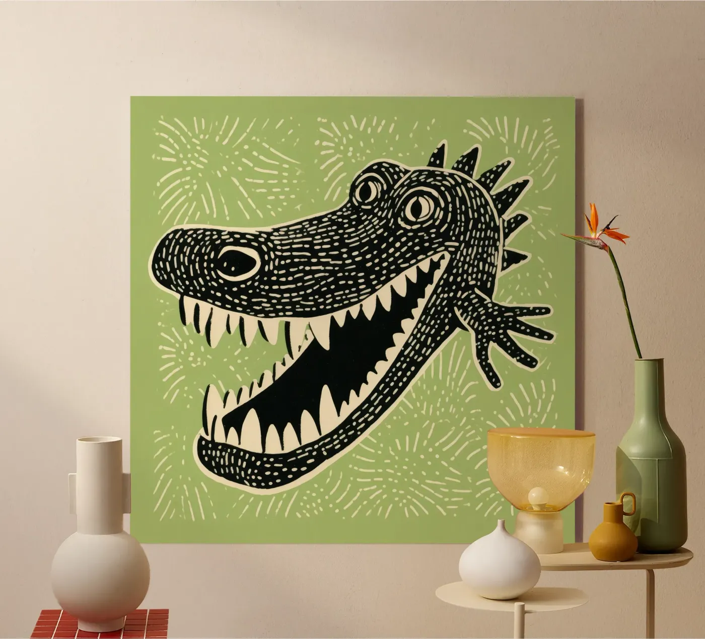 Green Crocodile plexiglass da Minimal Animal Art