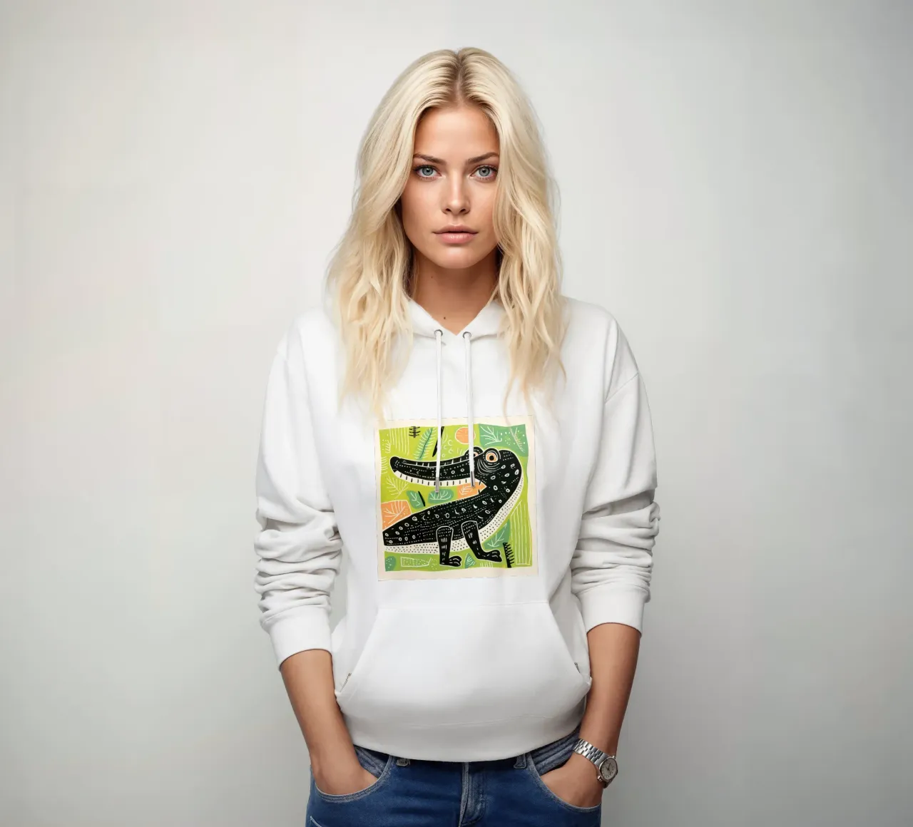 Coccodrillo verde felpa con cappuccio da Minimal Animal Art