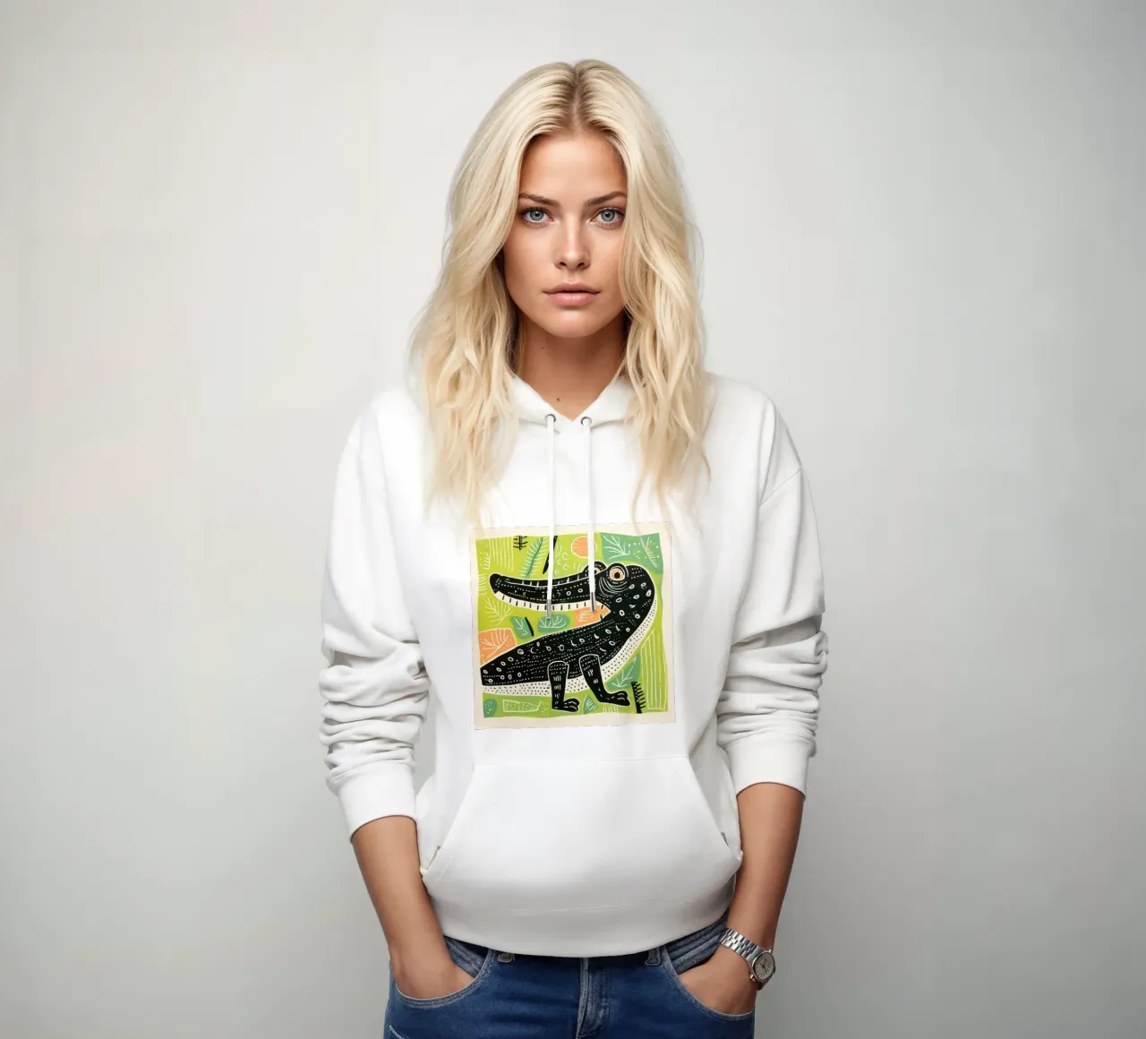 Grünes Krokodil 3 Hoodie von Minimal Animal Art