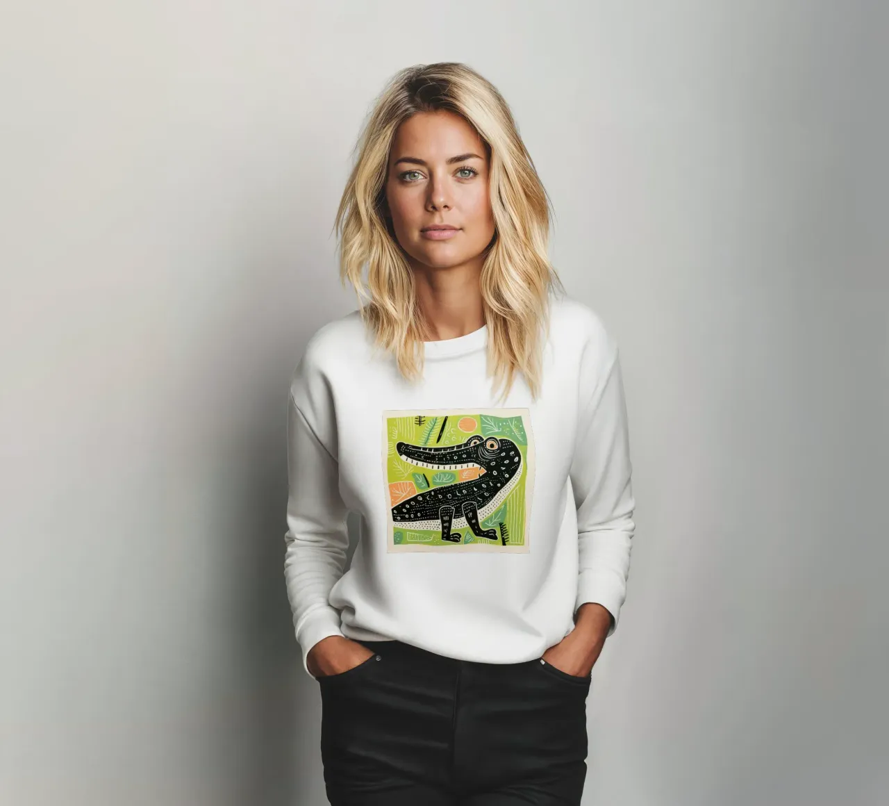 Grünes Krokodil 3 Sweatshirt von Minimal Animal Art
