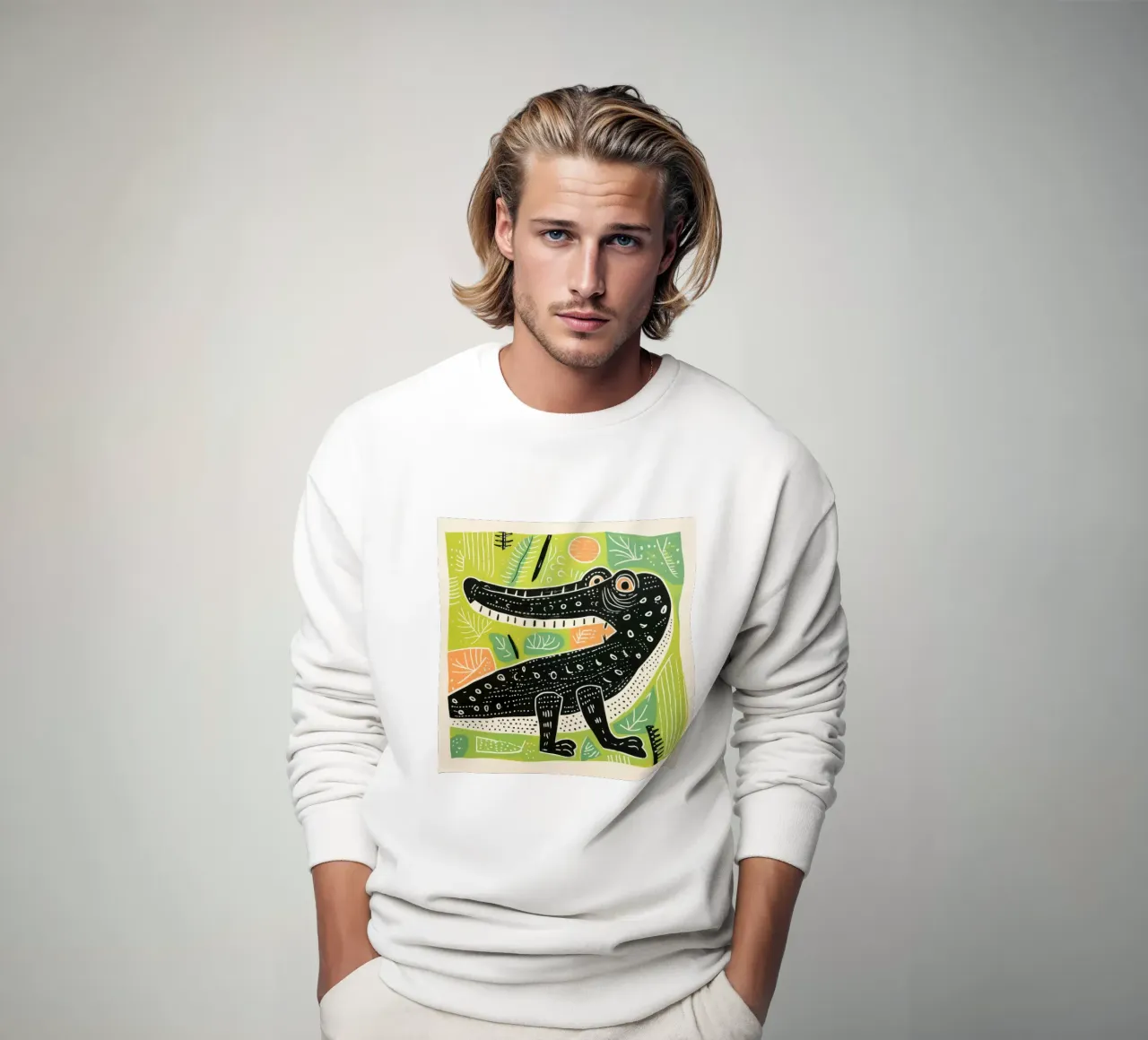 Grünes Krokodil 3 Sweatshirt von Minimal Animal Art