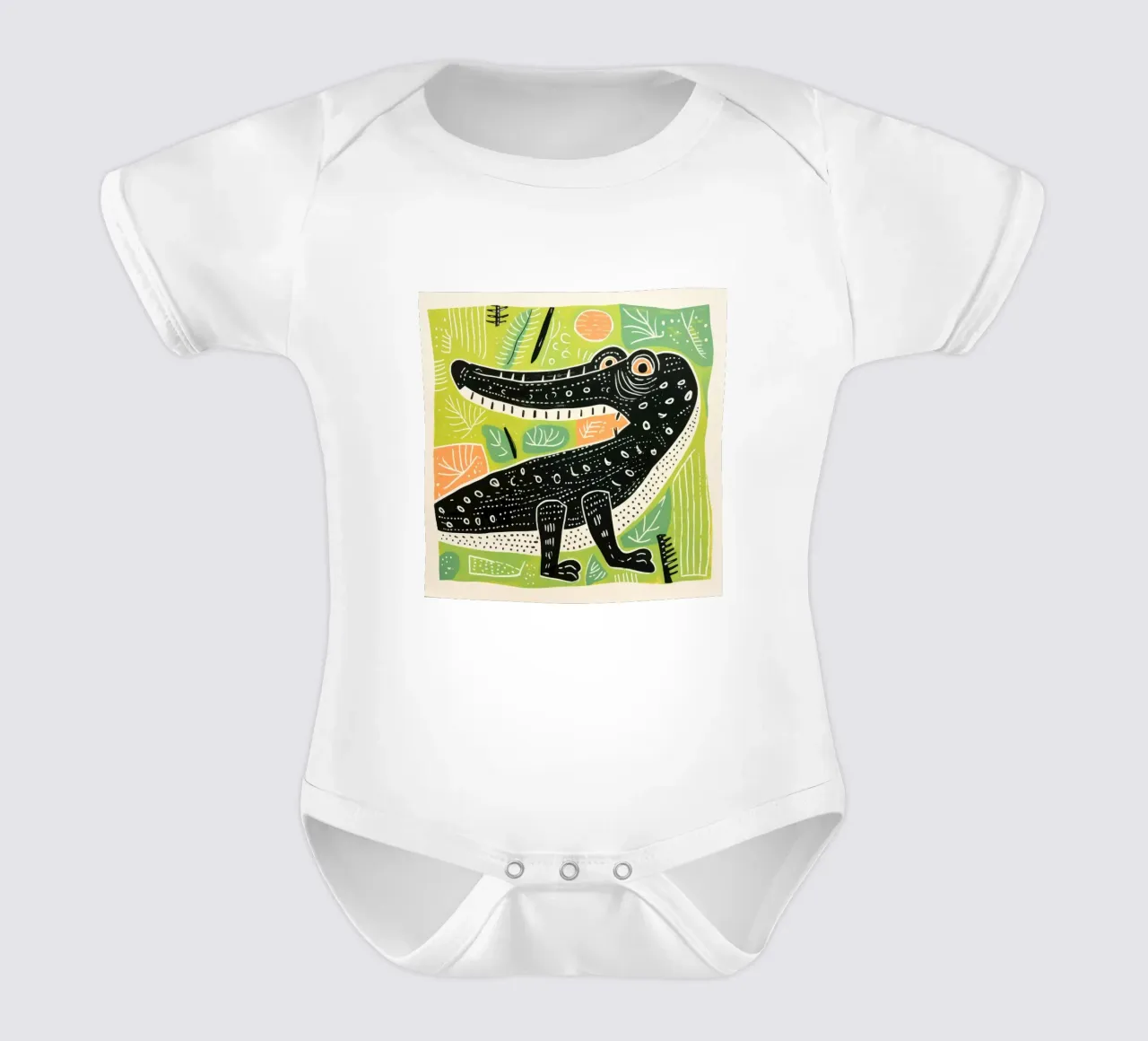 Coccodrillo verde 3 body neonato maniche corte da Minimal Animal Art