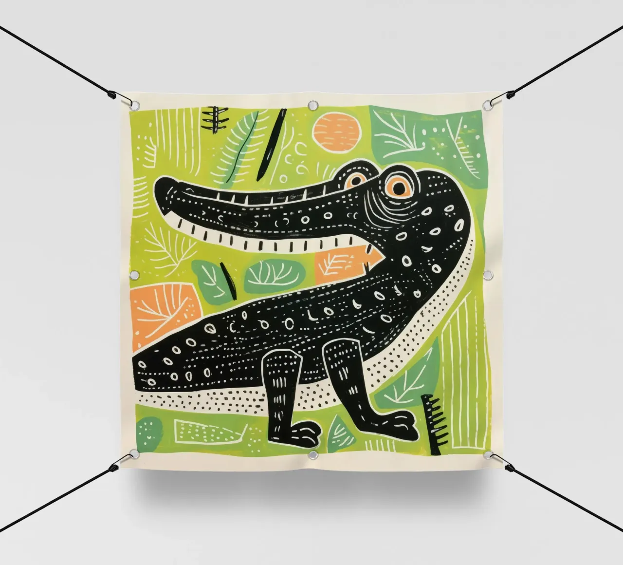 Coccodrillo verde 3 telo in pvc da Minimal Animal Art