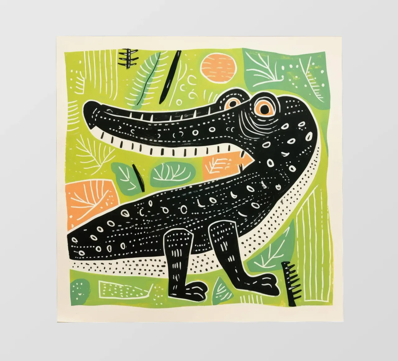 Coccodrillo verde 3 telo in pvc da Minimal Animal Art