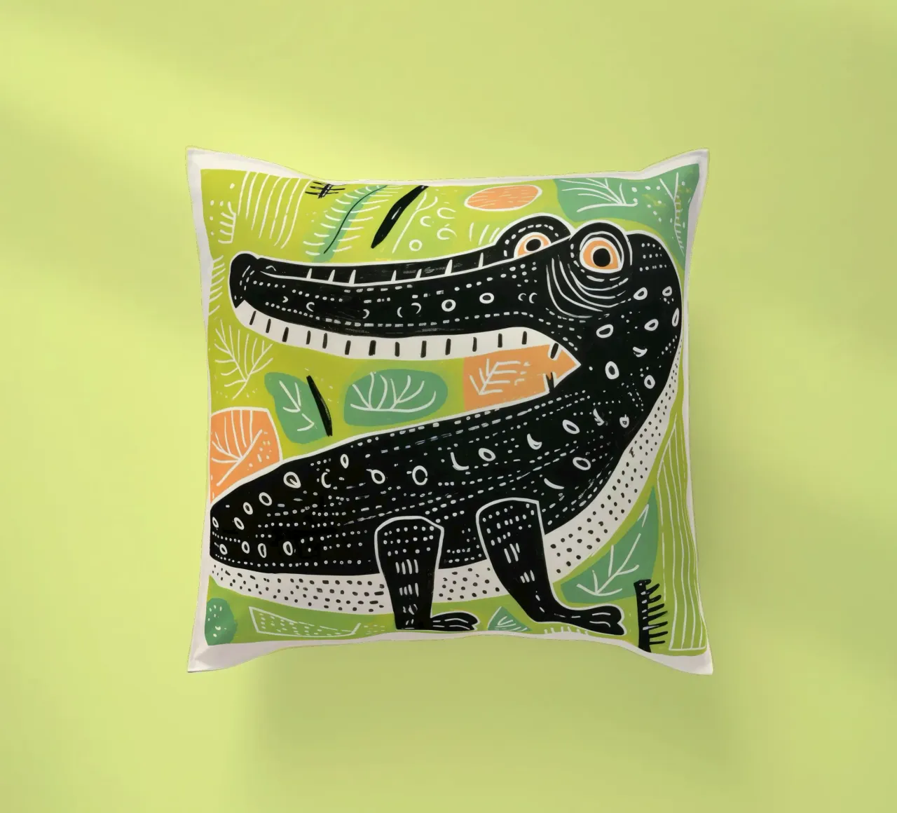 Cocodrilo verde 3 cojín de Minimal Animal Art