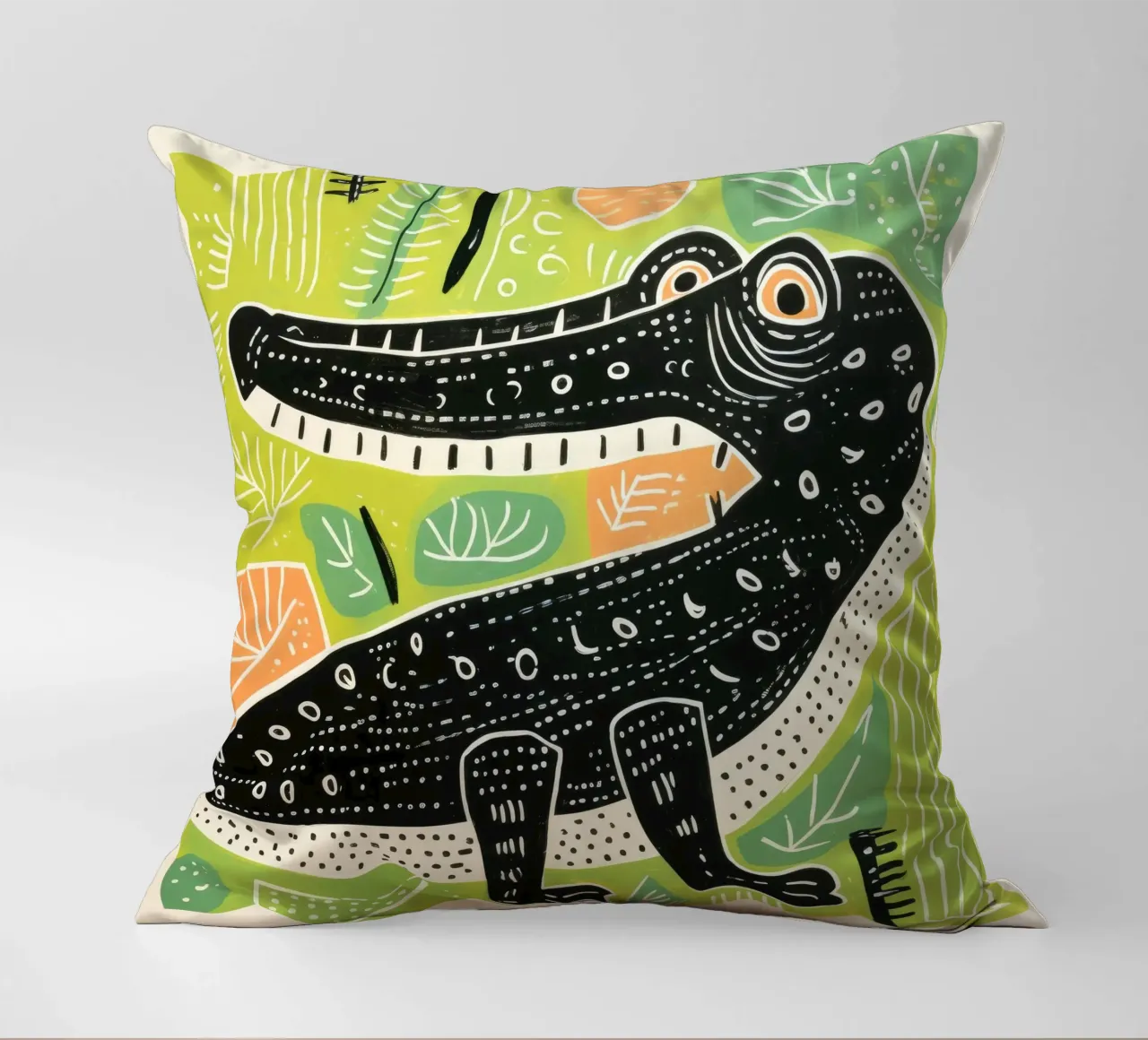 Coccodrillo verde 3 cuscino da Minimal Animal Art