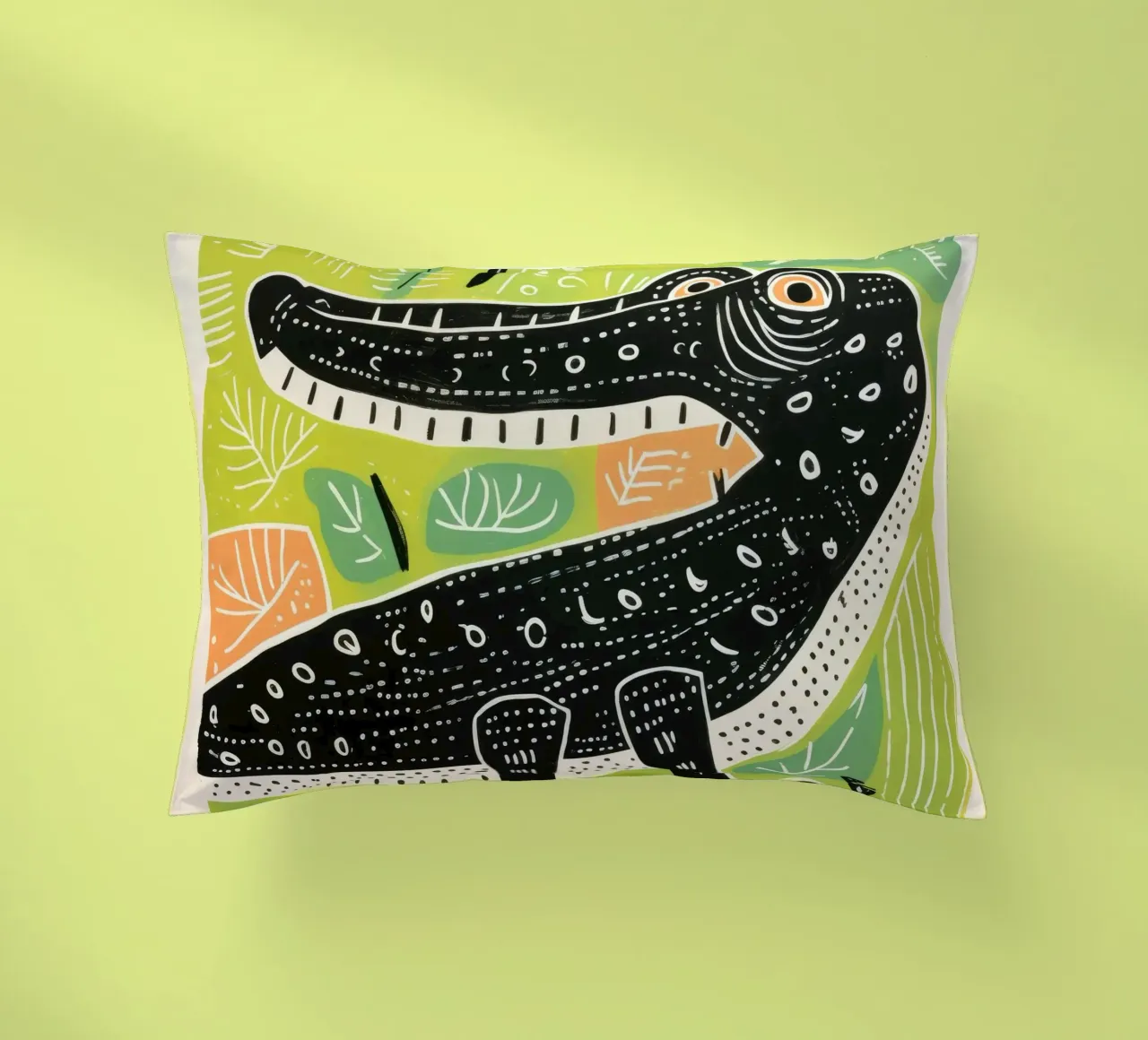 Coccodrillo verde 3 cuscino da Minimal Animal Art