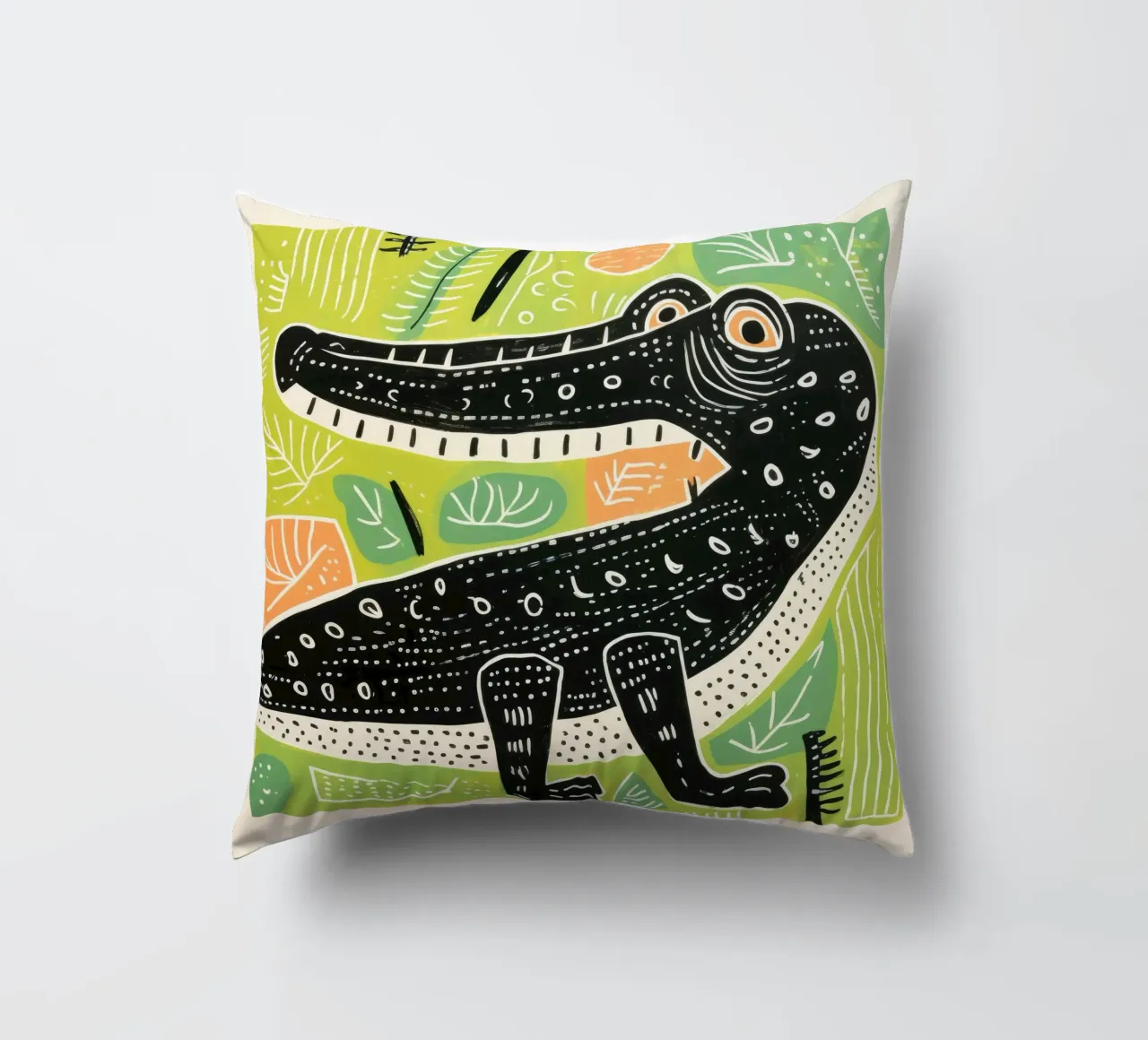 Coccodrillo verde 3 cuscino da Minimal Animal Art