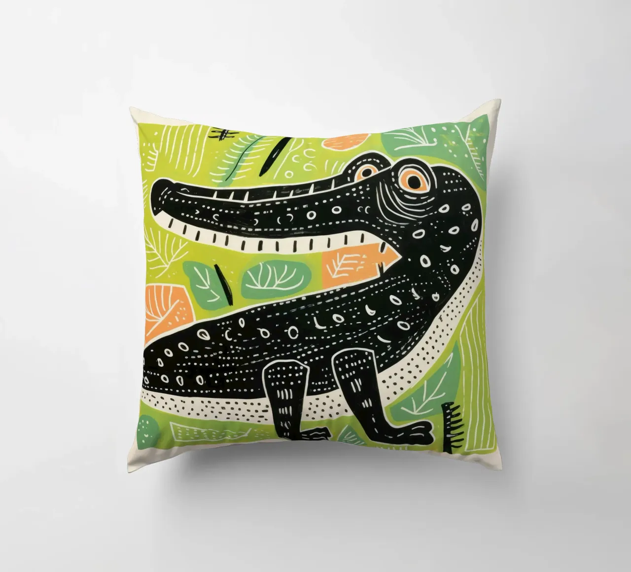 Coccodrillo verde 3 cuscino da Minimal Animal Art