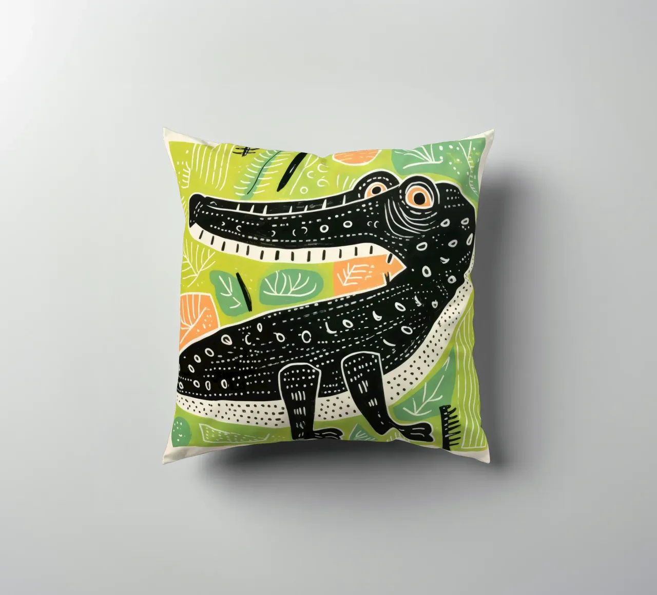 Coccodrillo verde 3 cuscino da Minimal Animal Art