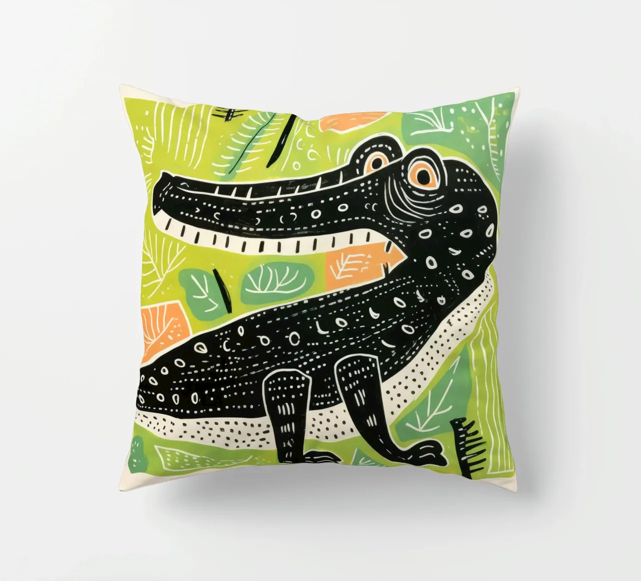 Coccodrillo verde 3 cuscino da Minimal Animal Art