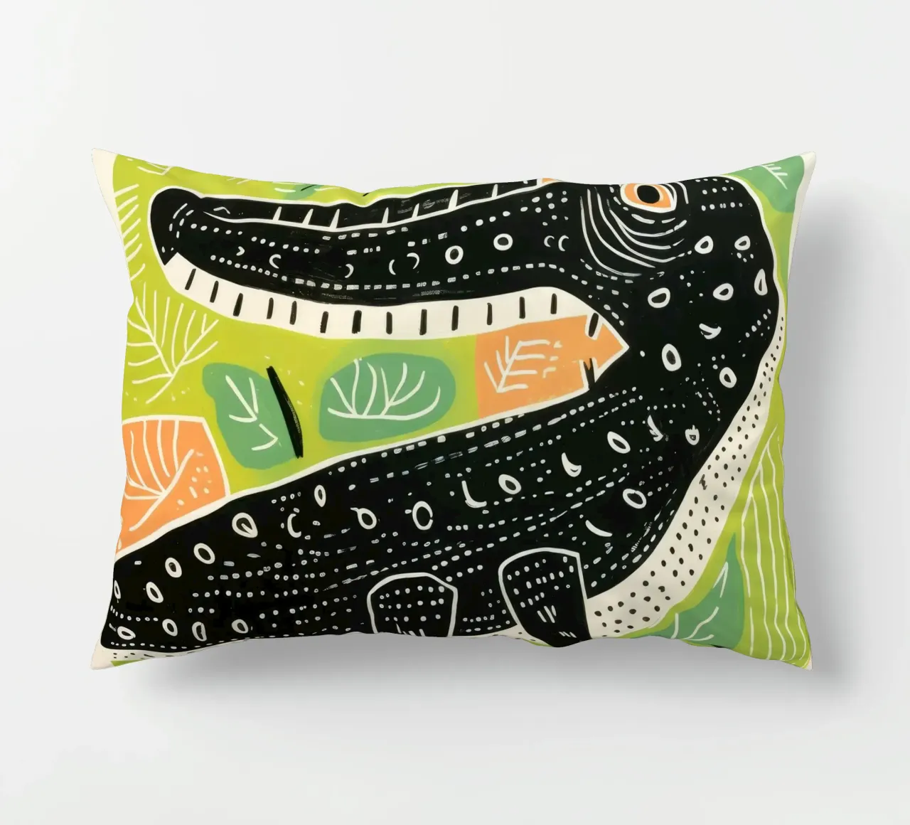 Coccodrillo verde 3 cuscino da Minimal Animal Art