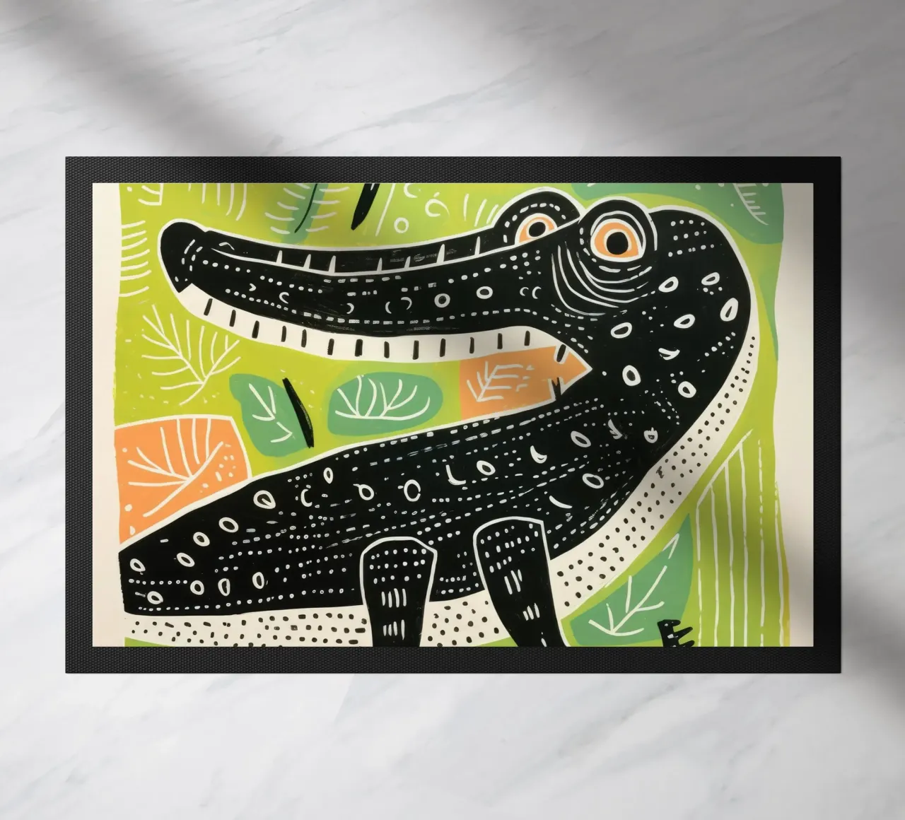 Grünes Krokodil 3 Fußmatte von Minimal Animal Art