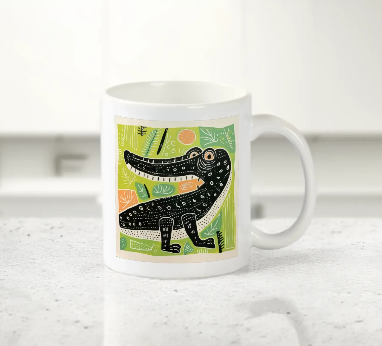 Coccodrillo verde 3 tazza in ceramica da Minimal Animal Art