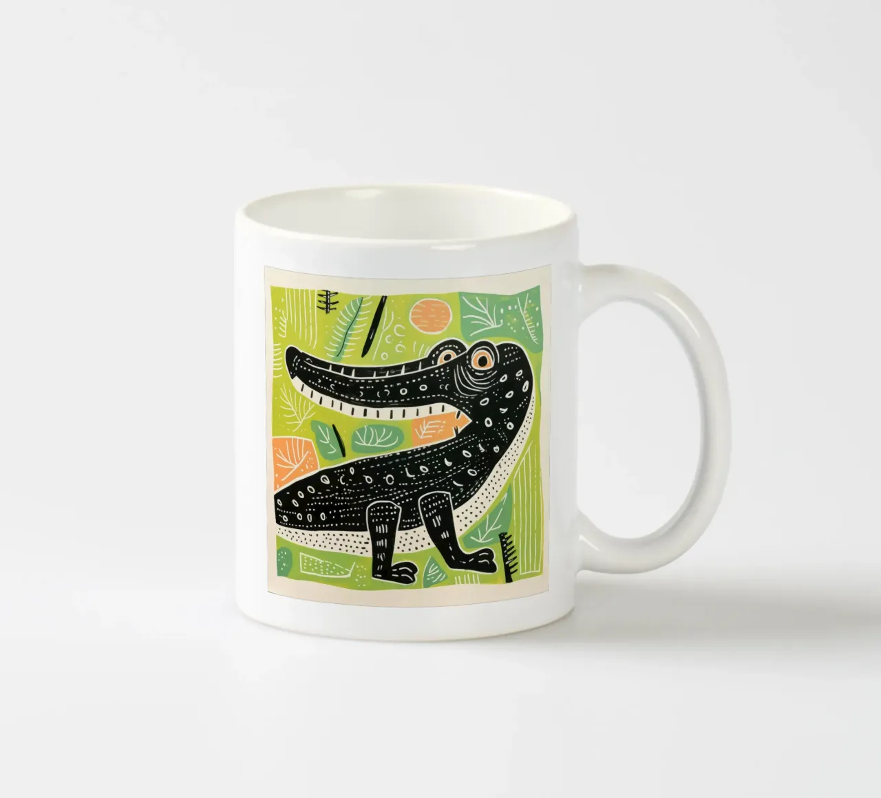 Coccodrillo verde 3 tazza in ceramica da Minimal Animal Art