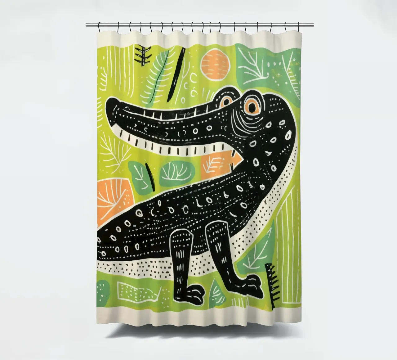 Coccodrillo verde 3 tenda da doccia da Minimal Animal Art