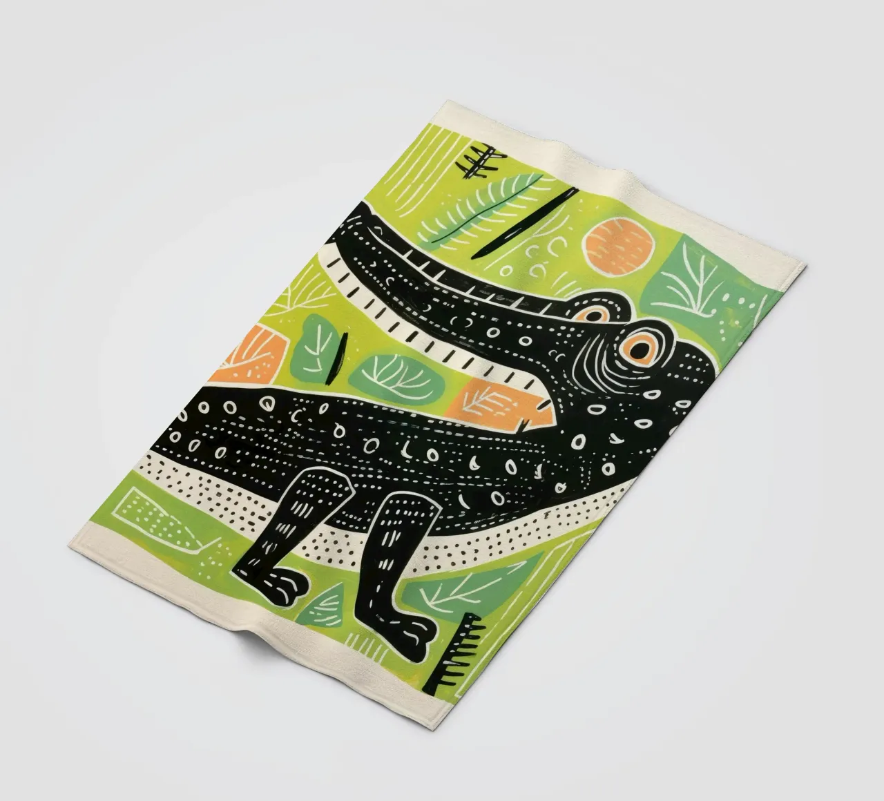 Coccodrillo verde 3 coperta in pile da Minimal Animal Art