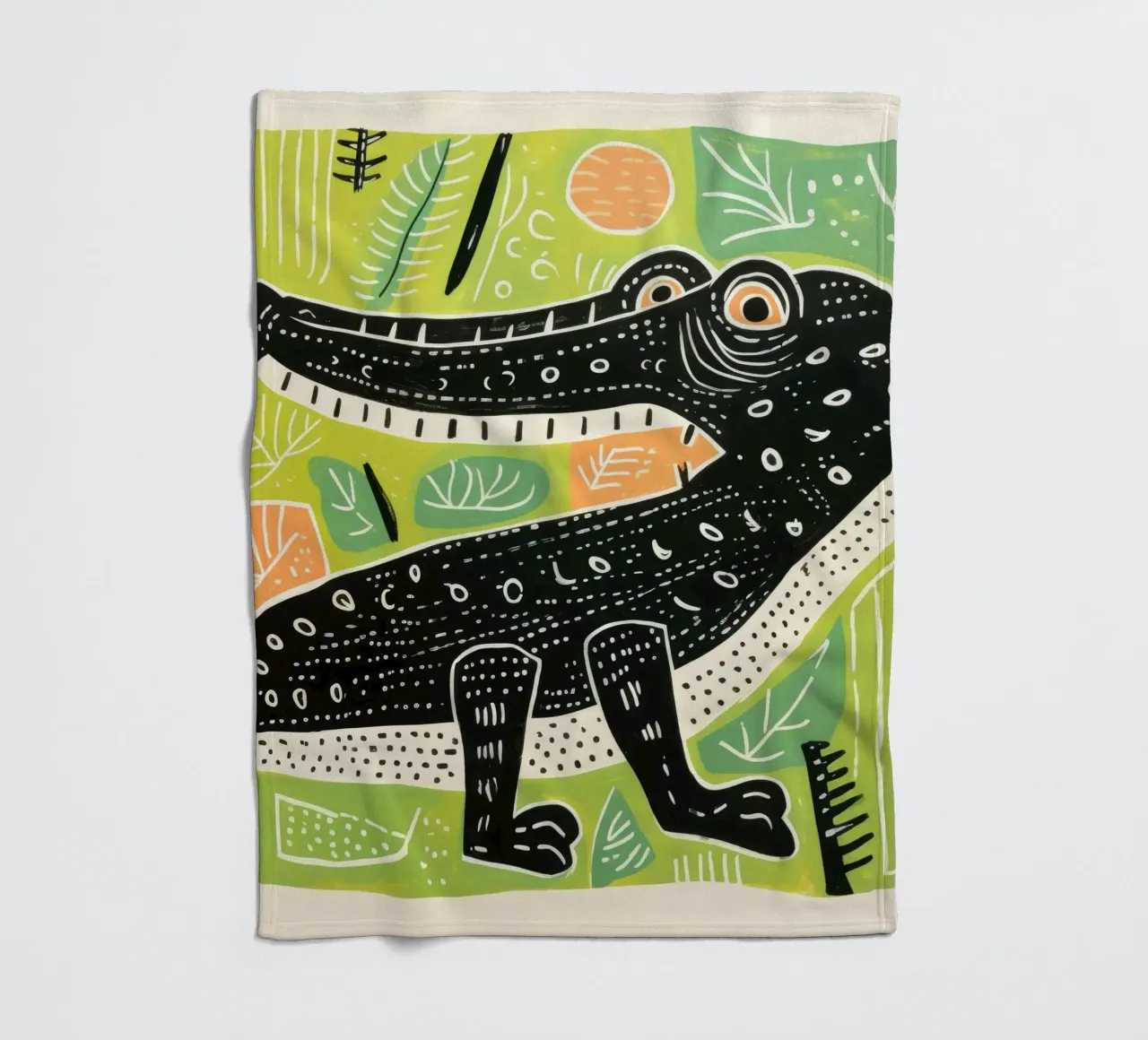 Coccodrillo verde 3 coperta in pile da Minimal Animal Art