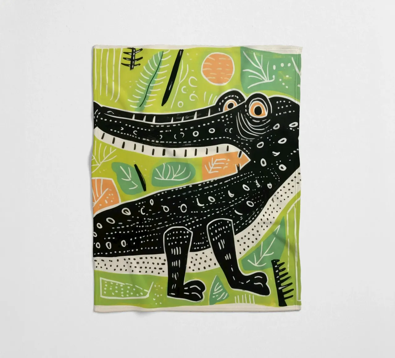 Coccodrillo verde 3 coperta in pile da Minimal Animal Art