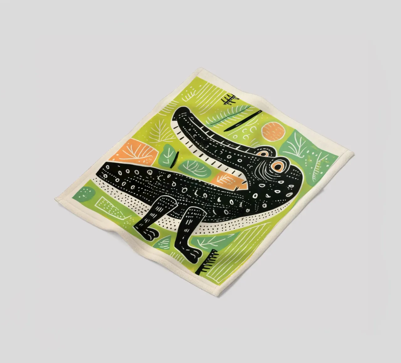 Coccodrillo verde 3 coperta in pile da Minimal Animal Art
