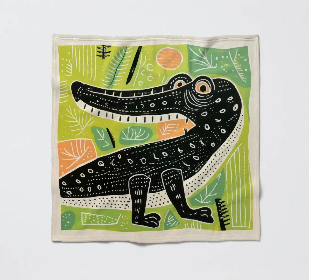Coccodrillo verde 3 coperta in pile da Minimal Animal Art
