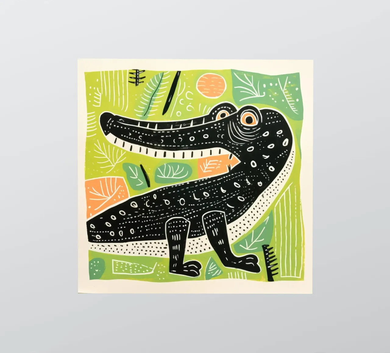 Groene krokodil 3 sticker van Minimal Animal Art
