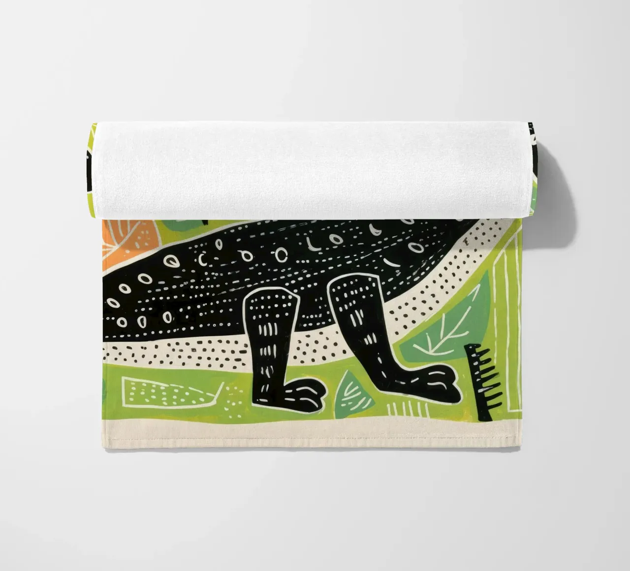Cocodrilo verde 3 toalla de playa de Minimal Animal Art