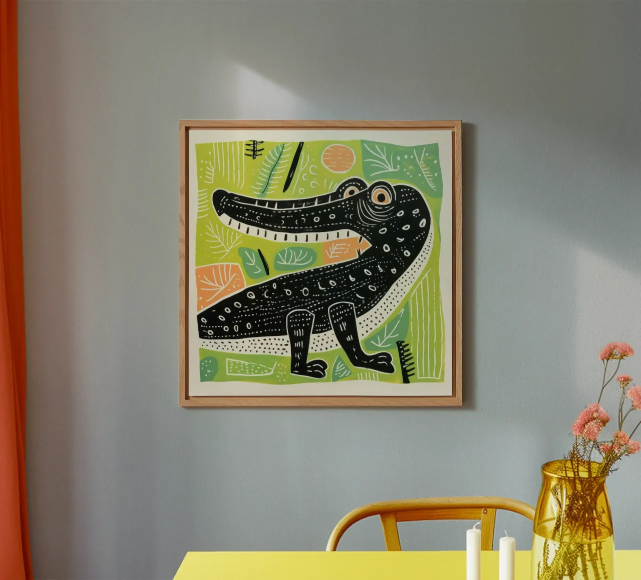 Coccodrillo verde 3 alluminio dibond da Minimal Animal Art