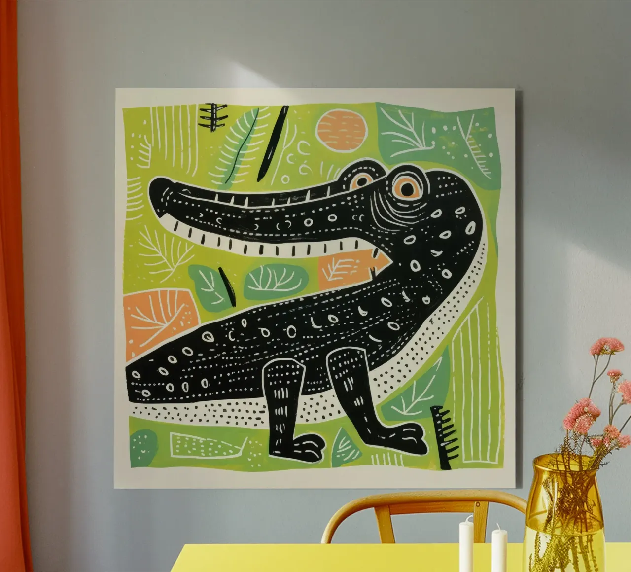 Coccodrillo verde 3 alluminio dibond da Minimal Animal Art