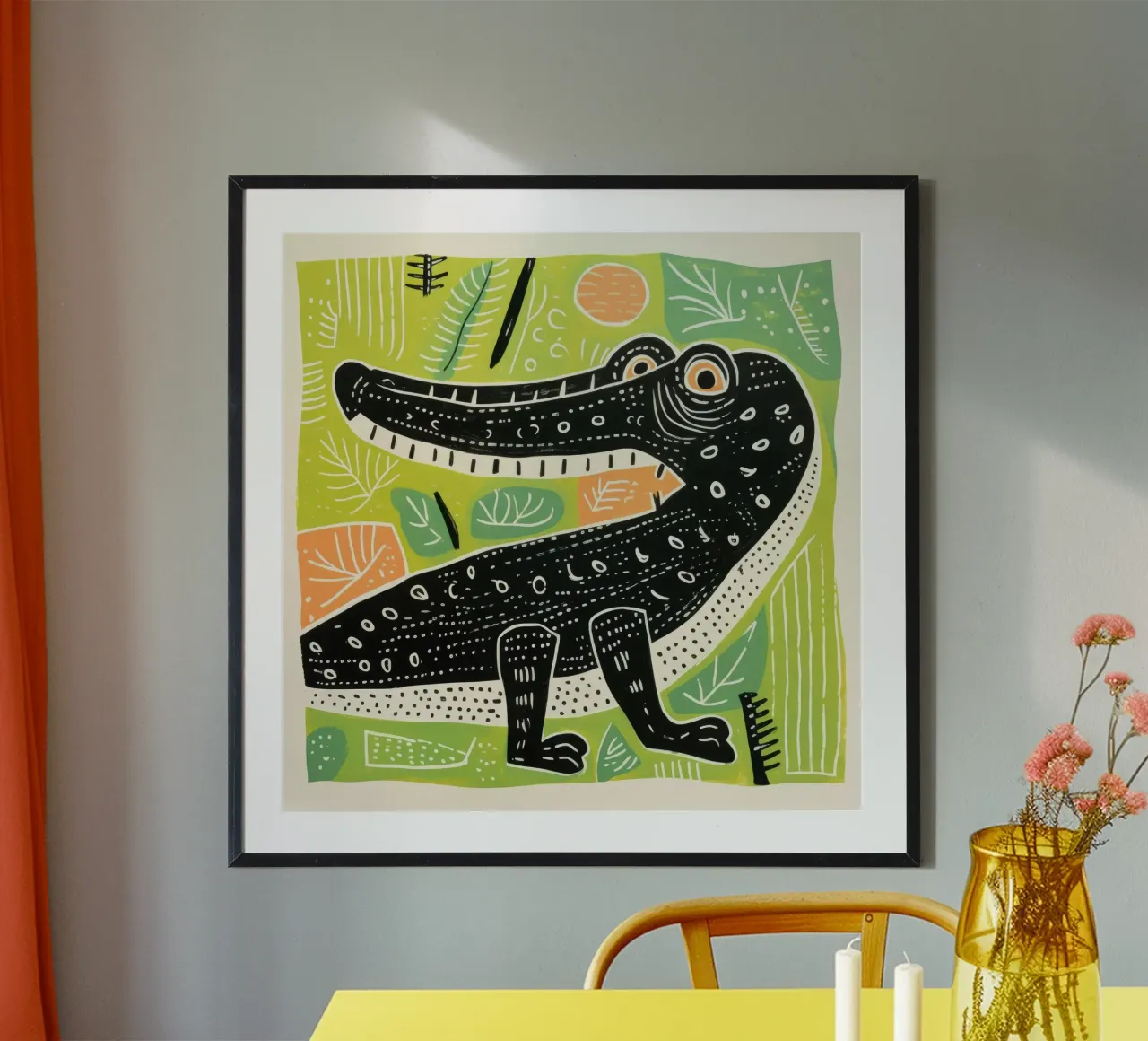 Crocodile vert 3 poster de Minimal Animal Art
