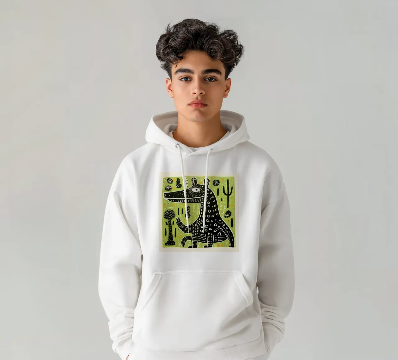 Coccodrillo verde felpa con cappuccio da Minimal Animal Art