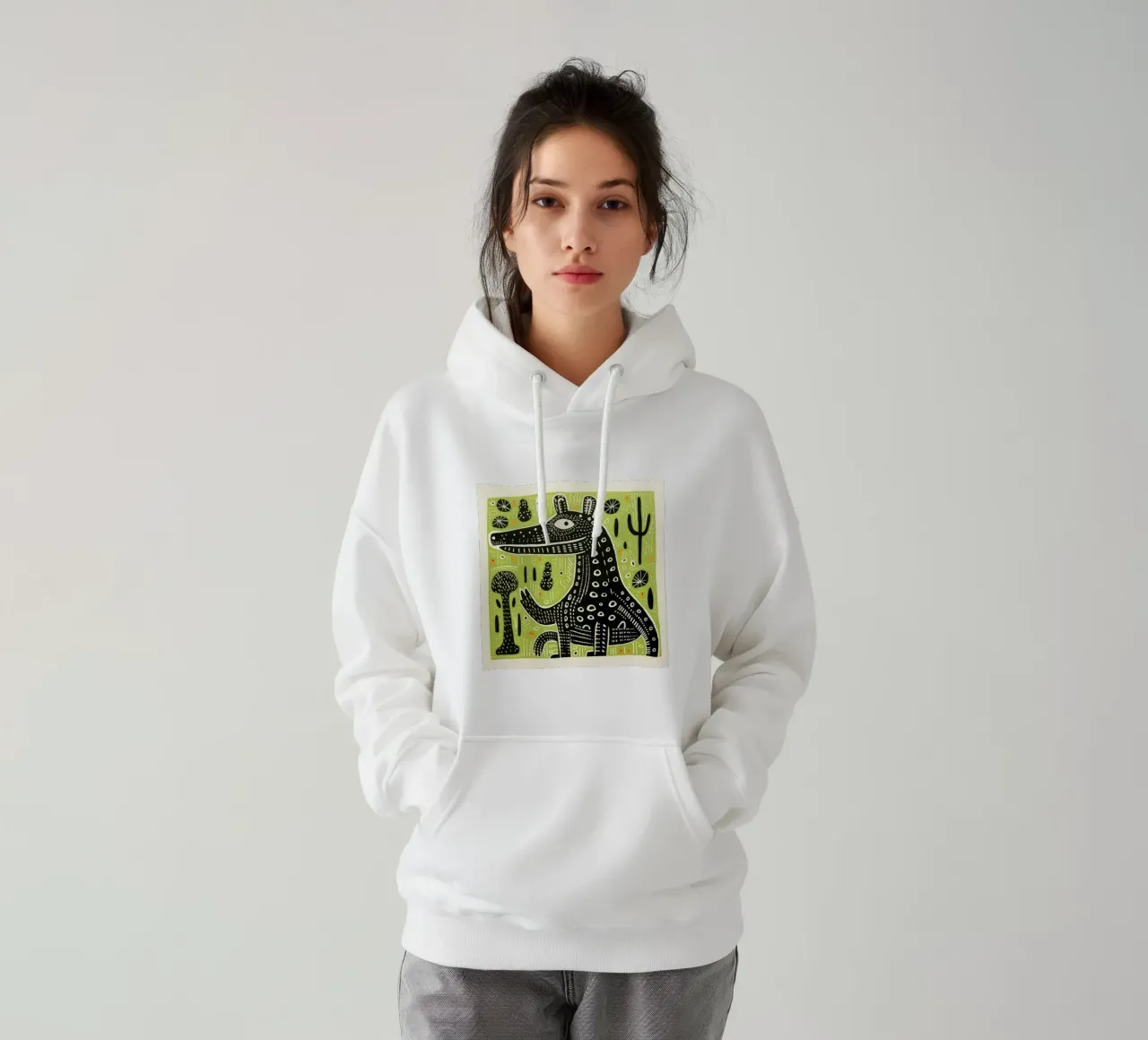 Coccodrillo verde felpa con cappuccio da Minimal Animal Art