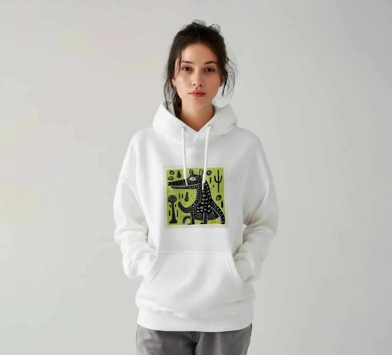 Cocodrilo verde 4 sudadera con capucha de Minimal Animal Art