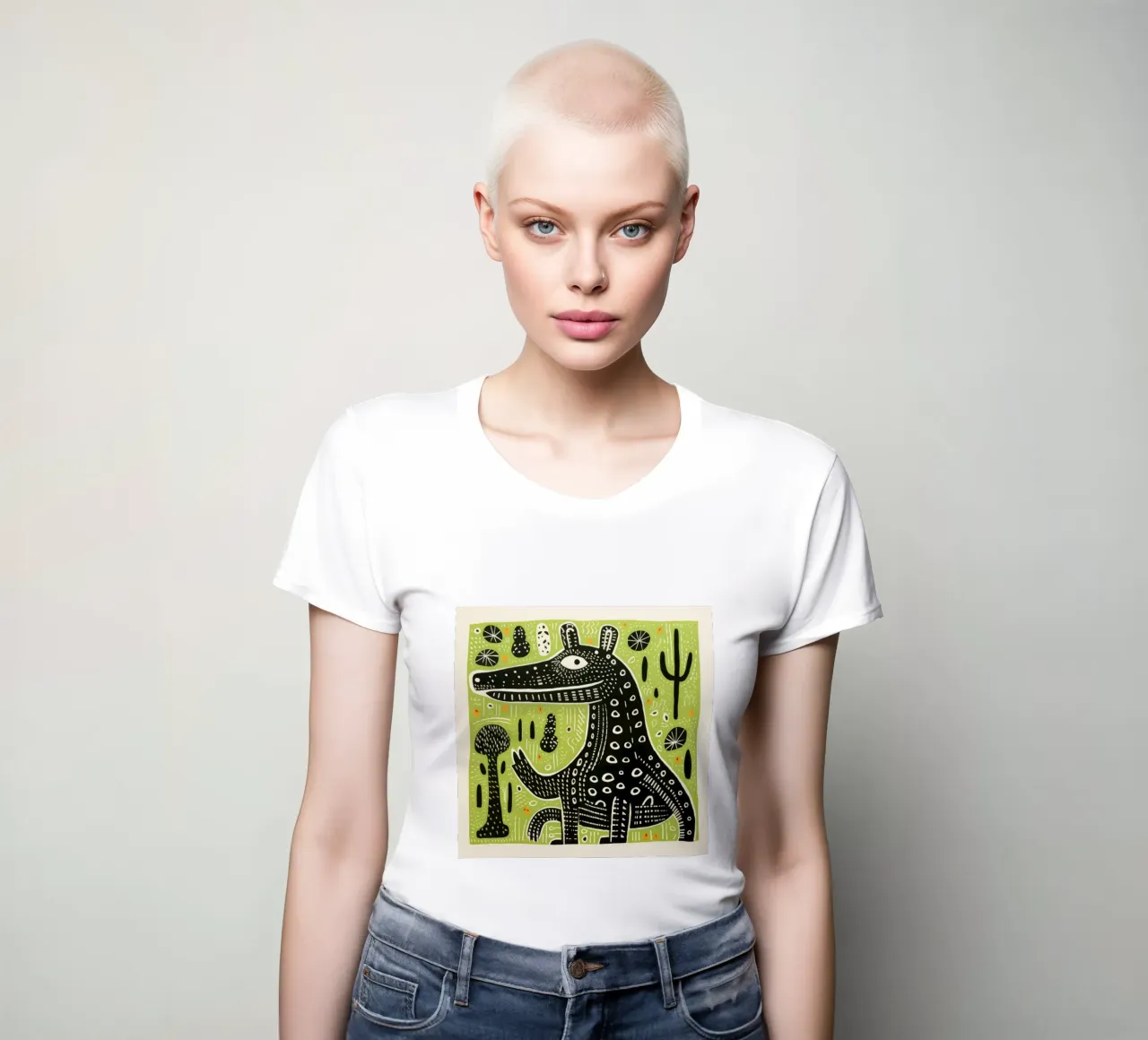 Cocodrilo verde 4 camiseta de mujer de Minimal Animal Art