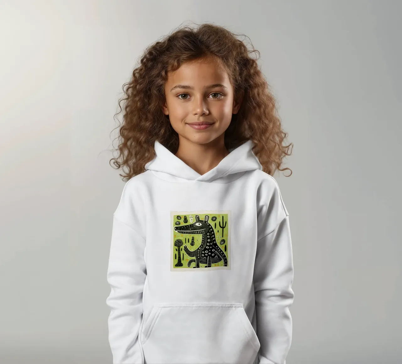 Cocodrilo verde 4 sudadera con capucha para niño de Minimal Animal Art