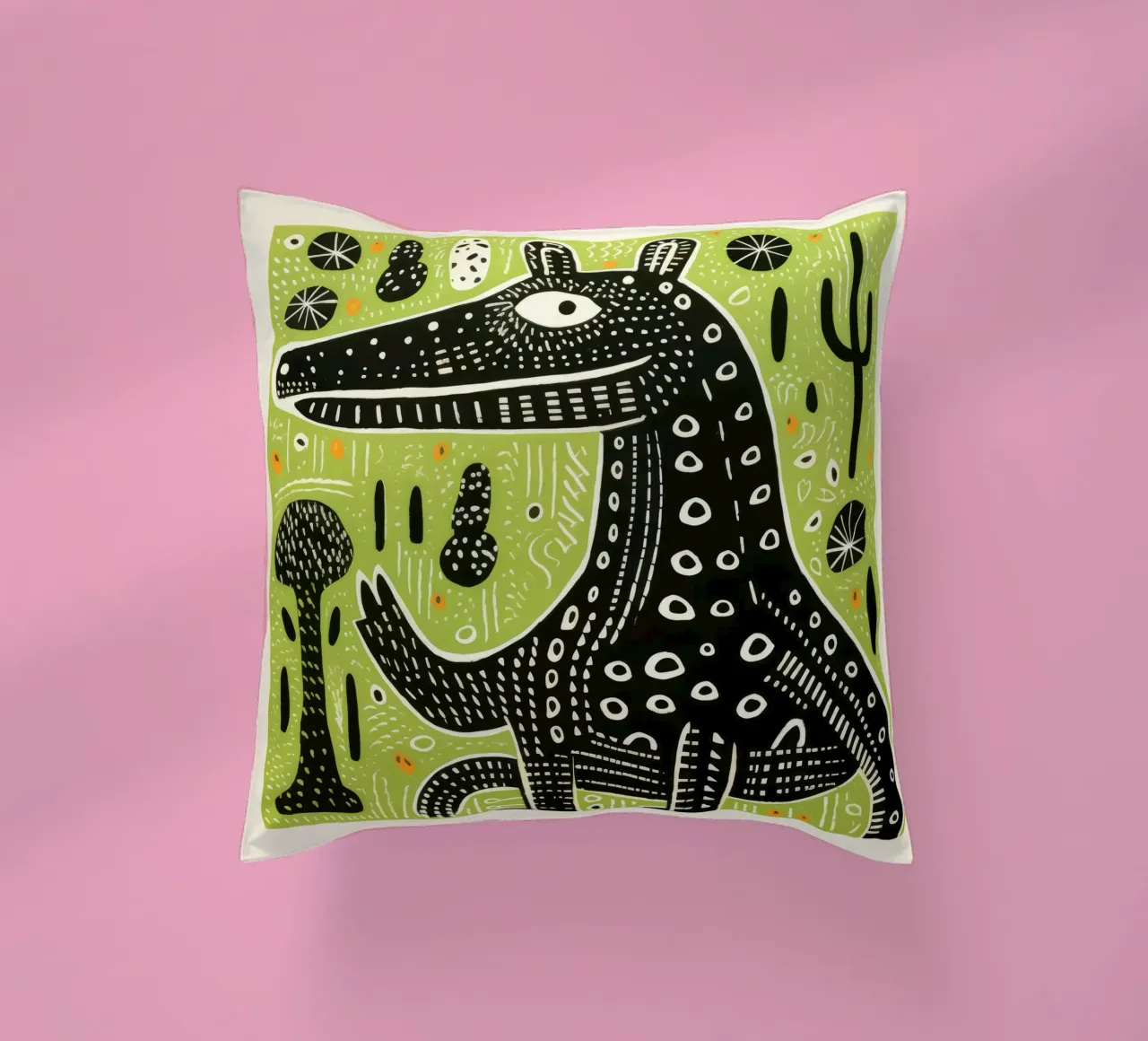 Coccodrillo verde cuscino da Minimal Animal Art