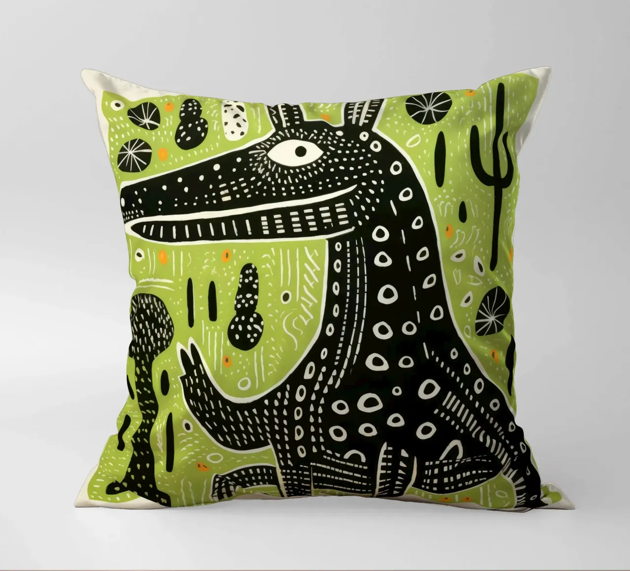 Coccodrillo verde cuscino da Minimal Animal Art