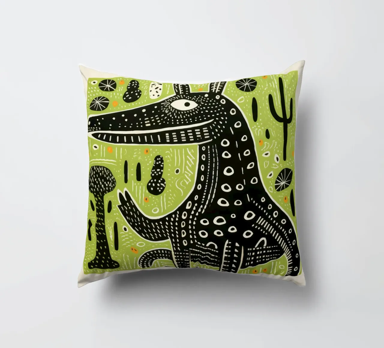Coccodrillo verde cuscino da Minimal Animal Art