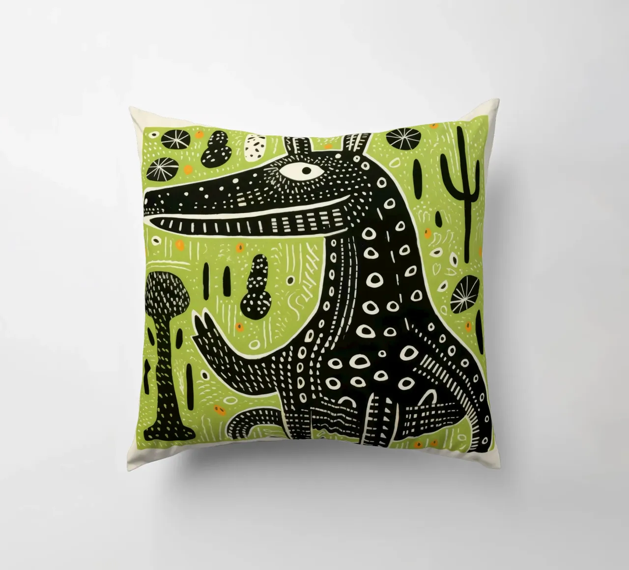 Coccodrillo verde cuscino da Minimal Animal Art