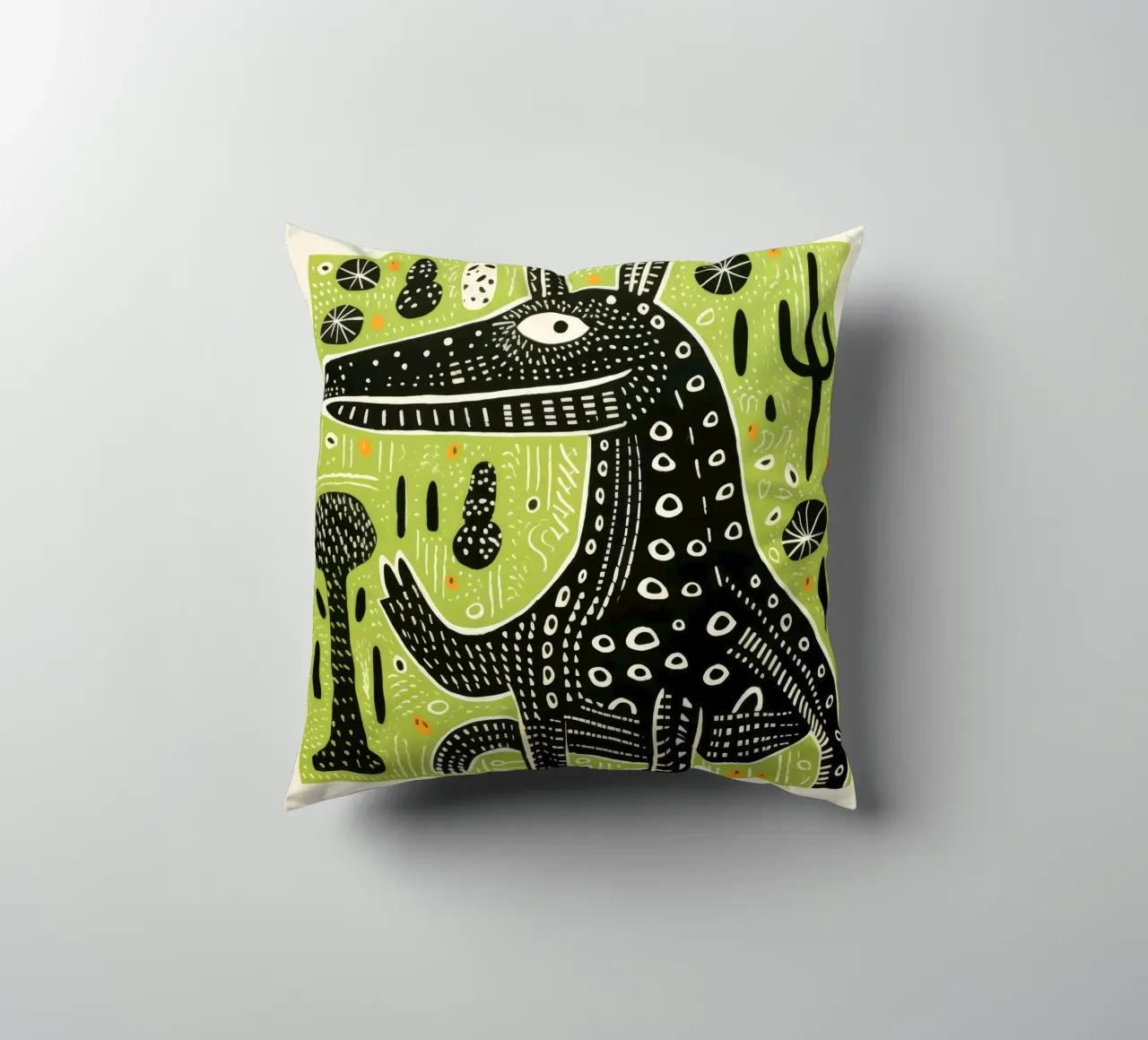 Coccodrillo verde cuscino da Minimal Animal Art