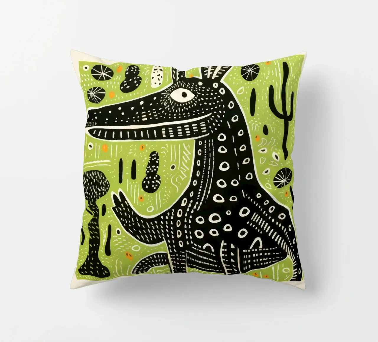 Coccodrillo verde cuscino da Minimal Animal Art