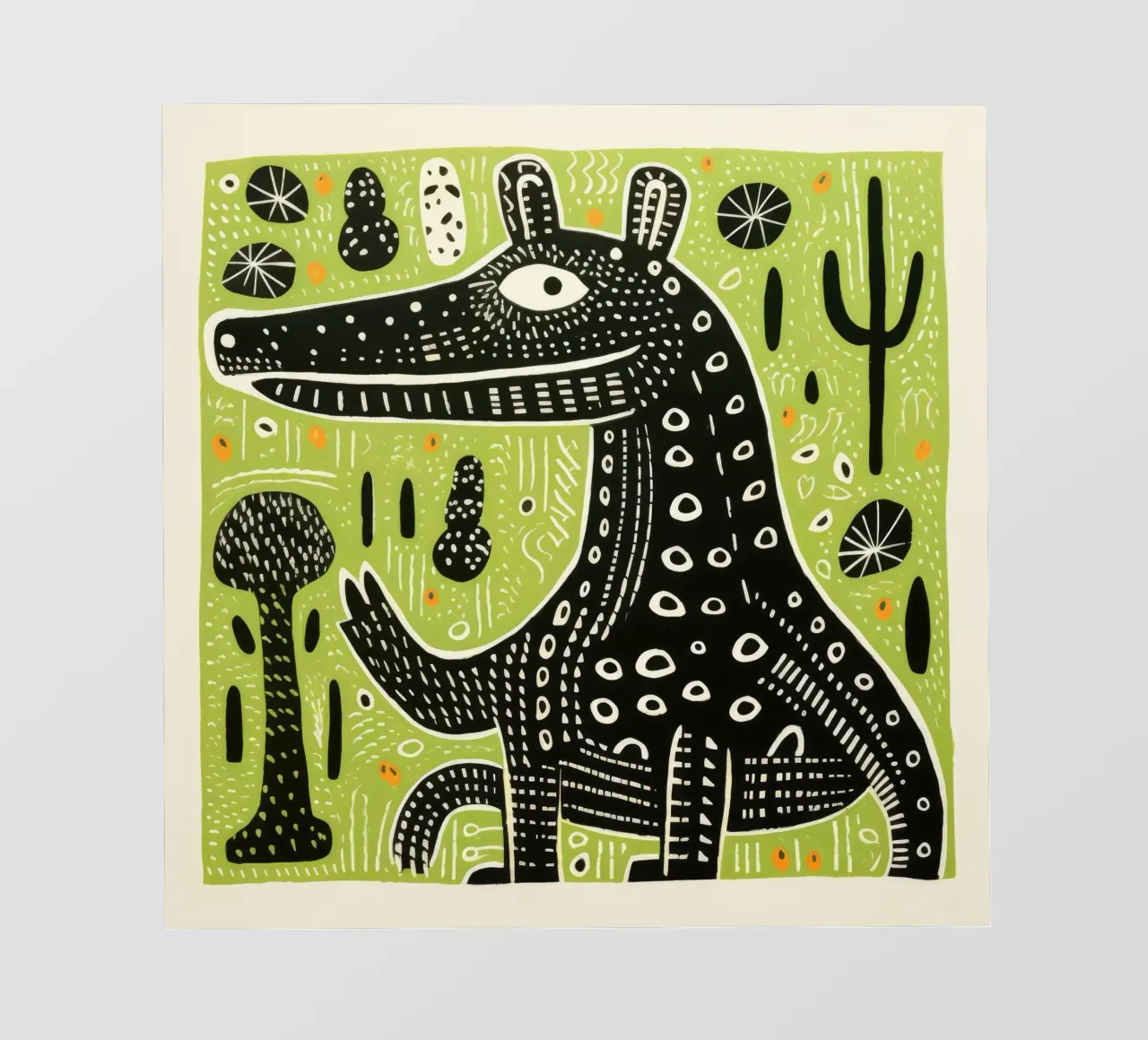 Cocodrilo verde 4 papel para pared de Minimal Animal Art