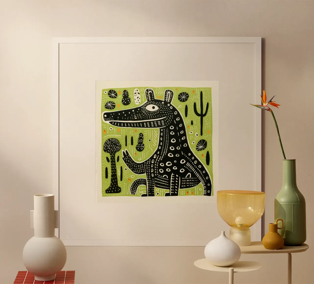 Coccodrillo verde carta hahnemühle da Minimal Animal Art