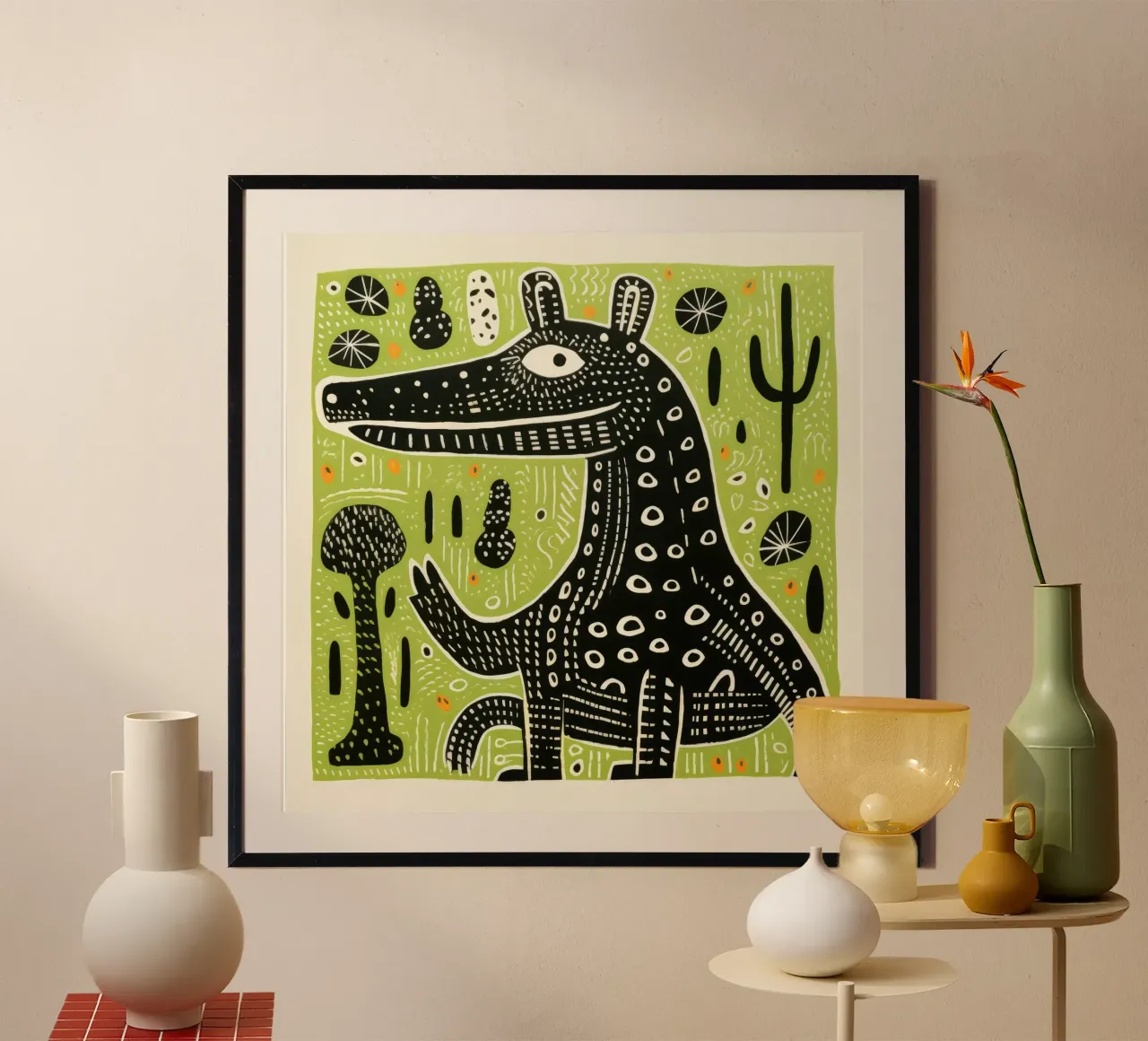 Coccodrillo verde carta hahnemühle da Minimal Animal Art