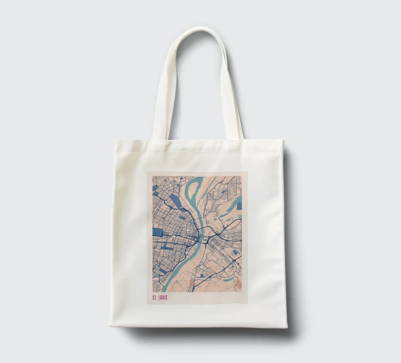 St. Louis in beige e blu borsa in juta da MOOODZART