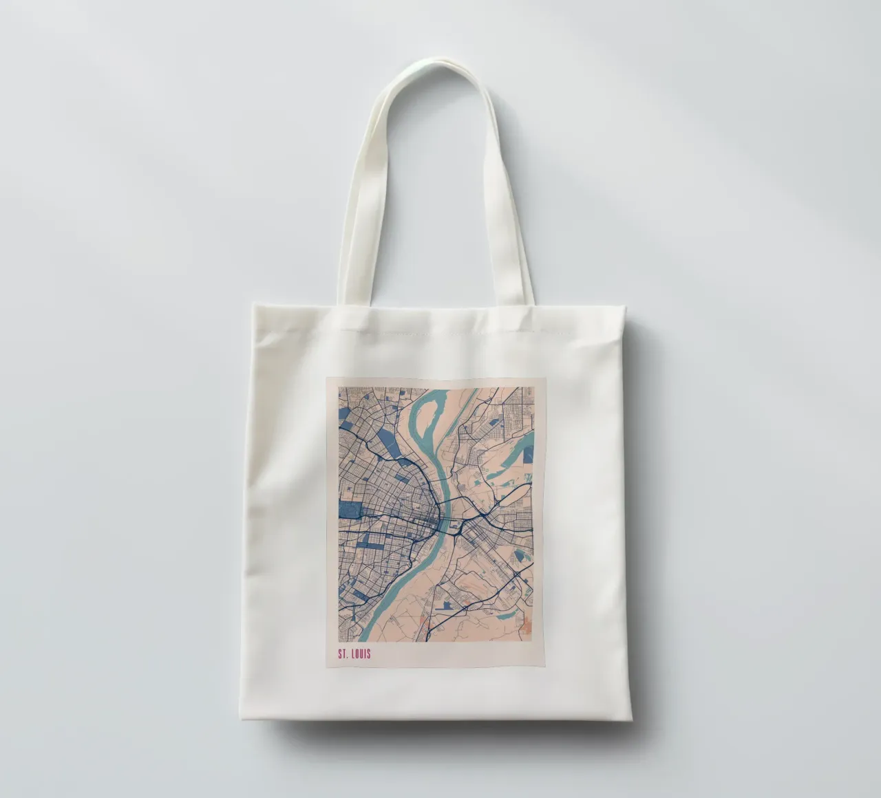 St. Louis in beige e blu borsa in juta da MOOODZART
