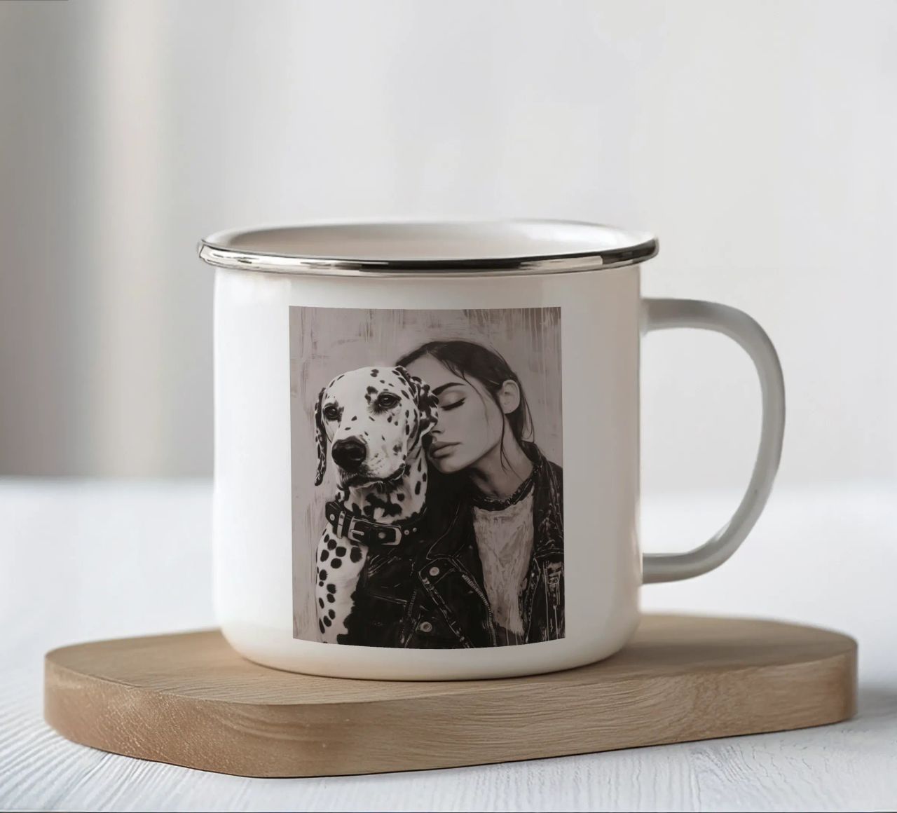Io e il mio cane (n. 3) tazza in smalto da Katja Stehle Design