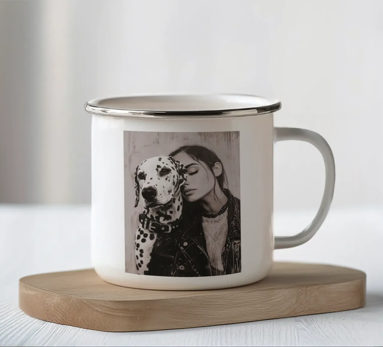 My dog and I (No. 3) enamel mug by Katja Stehle Design