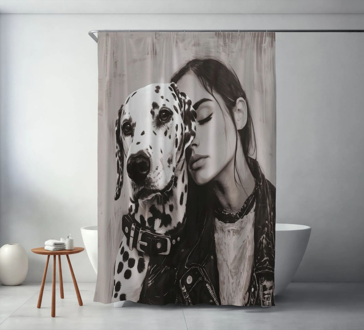 Io e il mio cane (n. 3) tenda da doccia da Katja Stehle Design