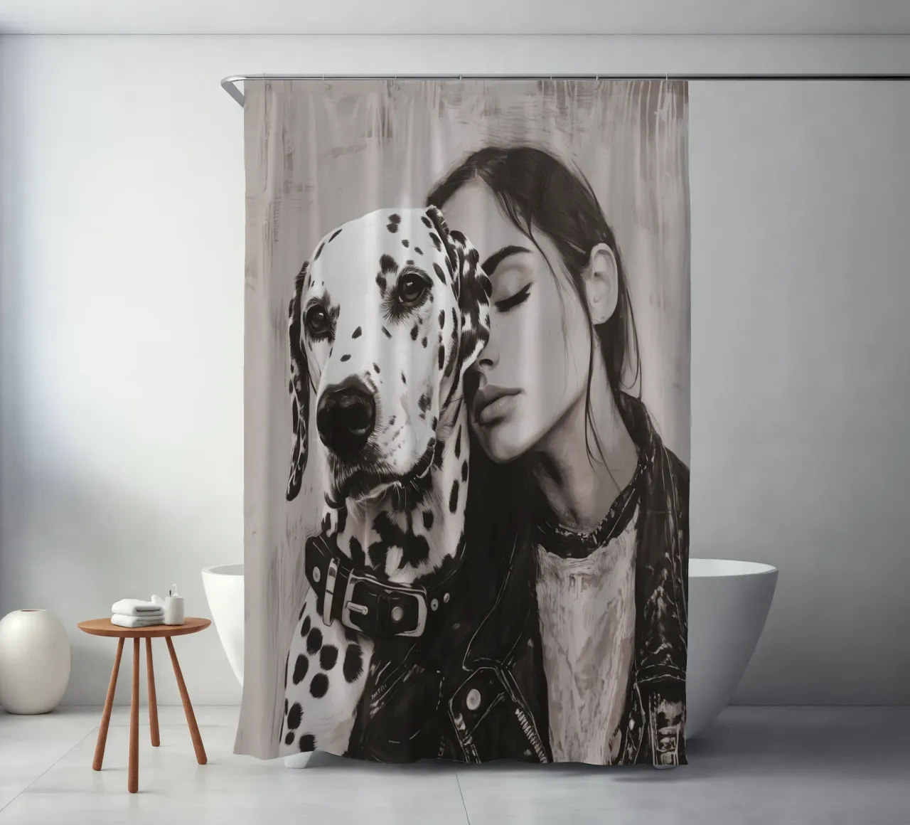 Io e il mio cane (n. 3) tenda da doccia da Katja Stehle Design